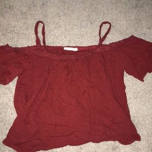 maroon off the shoulder blouse